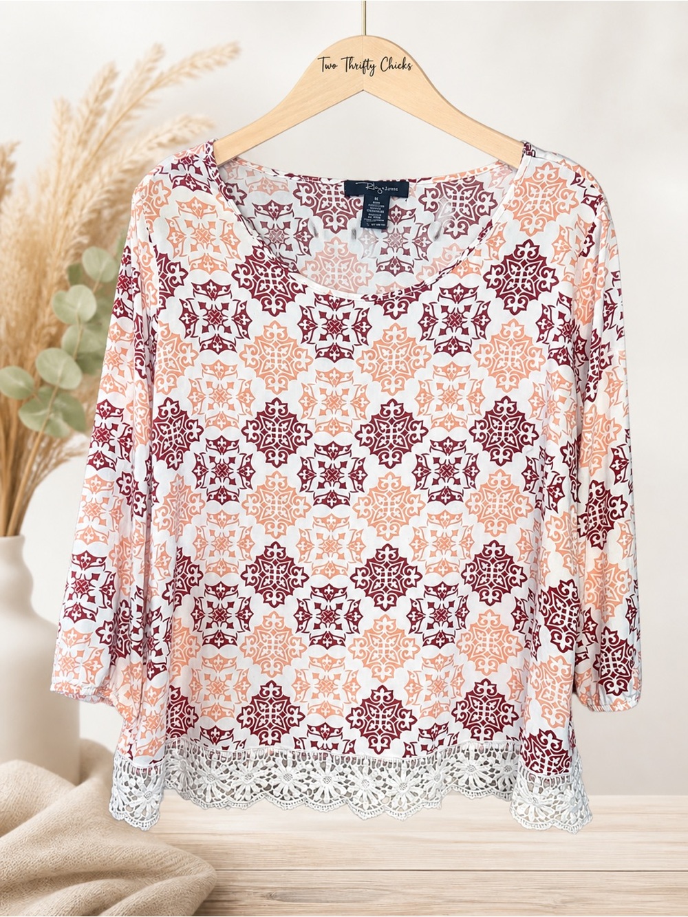 Riley + James Blouse with Lace Detail | XL | GUC